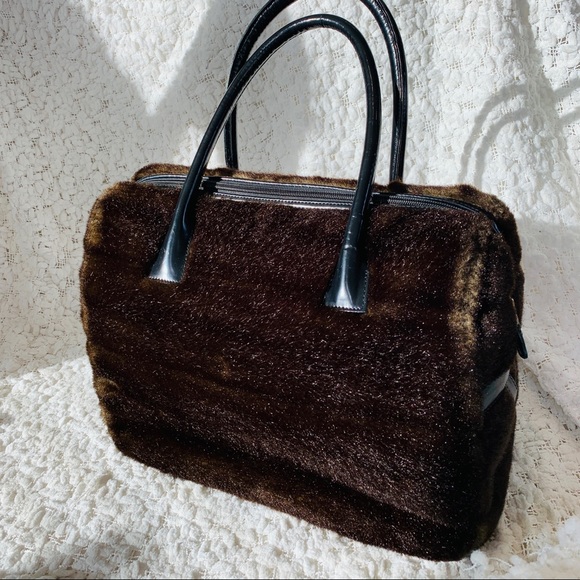 BCBGMaxAzria Brown & Black Faux Fur Purse - Picture 6 of 16